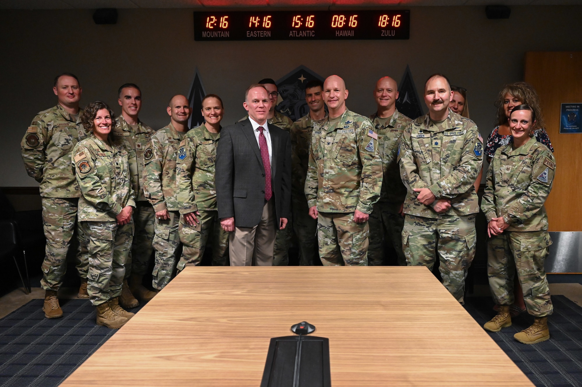Space Base Delta 1 leaders pose for a photo after being recognized for winning the 2023 Commander in Chief’s Annual Award for Installation Excellence at Peterson Space Force Base, Colorado on June 28, 2023. The presidential award recognizes the outstanding and innovative efforts of the people who operate and maintain U.S. military installations. (U.S. Space Force Photo by Airman 1st Class Cody Friend)