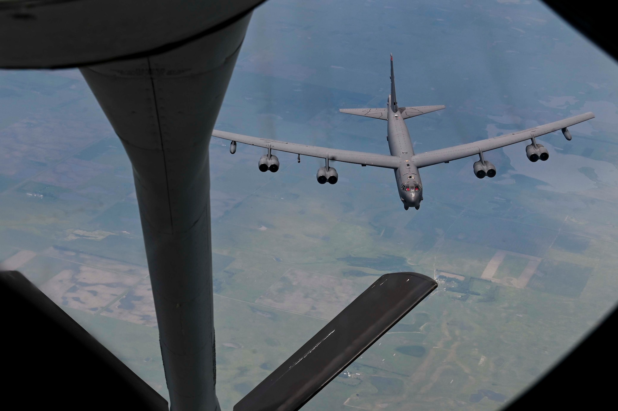 KC-135 Stratotanker crews assigned to the 92nd Air Refueling Wing, demonstrates aerial refueling capabilities alongside a Boeing B-52 Stratofortress, from Minot Air Force Base, as part of Operation Centennial Contact out of Fairchild Air Force Base, Wash., June 27, 2023. The movement, which included stops at Yellowstone National Park, Mount Rushmore, and Glacier National Park, was part of Air Mobility Command’s celebration of 100 years air refueling operations and demonstrated the 92nd Air Refueling Wing’s global reach capabilities. Since its inception in 1923, Air refueling has become a crucial component of military and civilian aviation operations around the world by extending the range and endurance of aircraft and enabling them to complete missions that would otherwise be impossible or require multiple stops. As a result, this capability is essential for strategic and tactical operations, as well as humanitarian relief efforts in support of AMC, U.S. Transportation Command and Department of Defense priorities. (U.S. Air Force photo by Airman 1st Class Haiden Morris)