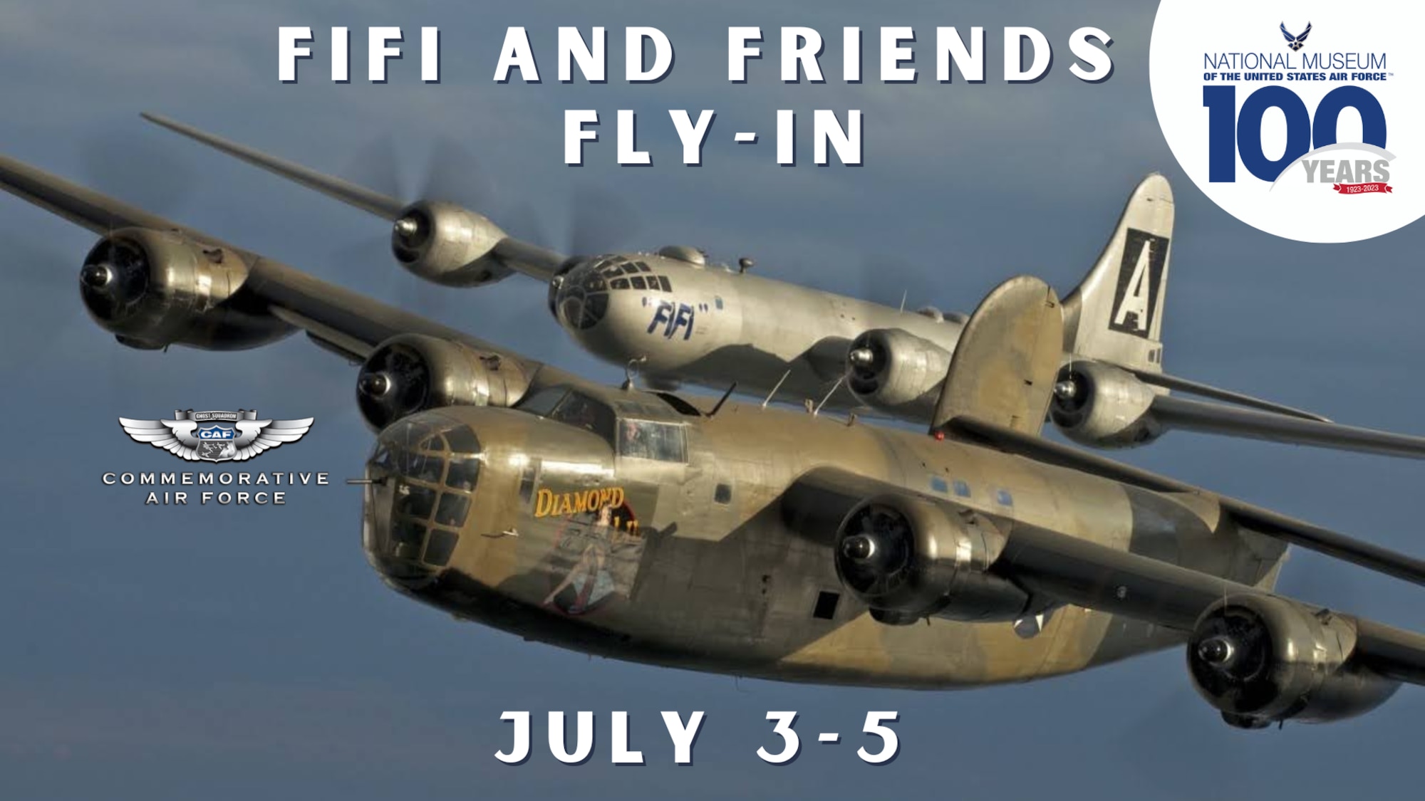 The public is invited to the National Museum of the U.S. Air Force to see three different WWII-era aircraft flown by the Commemorative Air Force during their Air Power History Tour. Aircraft will arrive July 3 and will feature the B-29 Superfortress FiFi, B-24 Liberator Diamond Lil, and a T-6 Texan, the legendary trainer of WWII.
