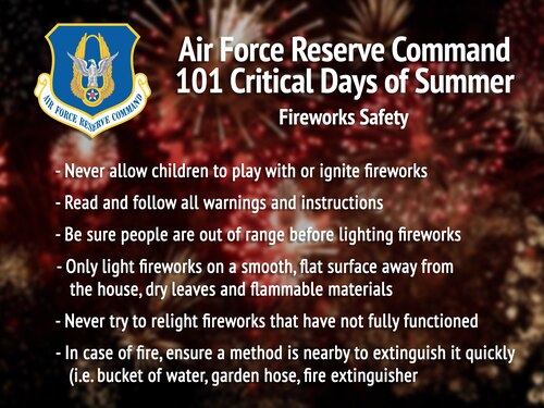 A graphic containing fireworks safety information.