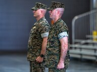 Col. Matthew J. McKinney assumed command of Marine Corps Logistics Base Albany after Col. Michael J. Fitzgerald relinquished command, June 29. Leadership from the Albany area community were in attendance at the change of command ceremony along with Col. Adolfo Garcia Jr., commander, Marine Corps Installations East. (U.S. Marine Corps photo by Jennifer Parks)