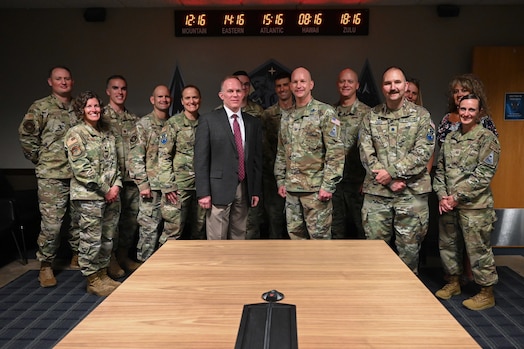  Space Base Delta 1 leaders pose for a photo after being recognized for winning the 2023 Commander in Chief’s Annual Award for Installation Excellence at Peterson Space Force Base, Colorado on June 28, 2023. The presidential award recognizes the outstanding and innovative efforts of the people who operate and maintain U.S. military installations. (U.S. Space Force Photo by Airman 1st Class Cody Friend)