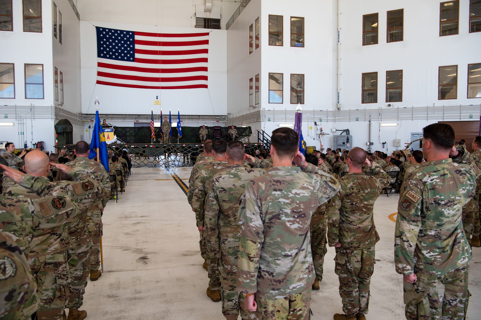 36th Wing formation renders their final salute to Brig. Gen. Paul Fast, 36th Wing commander, June 30, 2023, at Andersen Air Force Base, Guam.