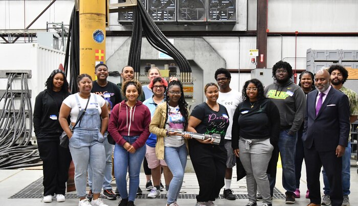 IMAGE: Students from Norfolk State University and Dr. Leroy Salary, a school outreach leader and physics faculty member, had the opportunity to tour several different facilities during their visit to Naval Surface Warfare Center Dahlgren Division June 20.