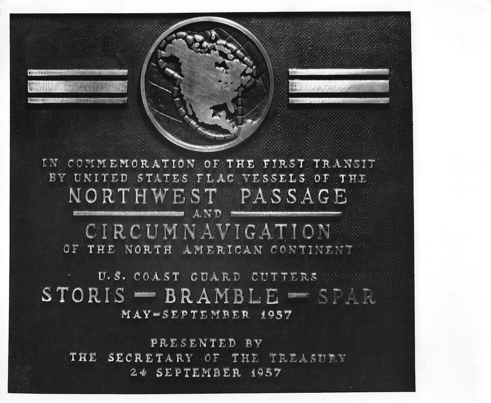 A plaque that commemorates the Northwest Passage expedition