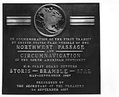 A plaque that commemorates the Northwest Passage expedition