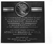 A plaque that commemorates the Northwest Passage expedition