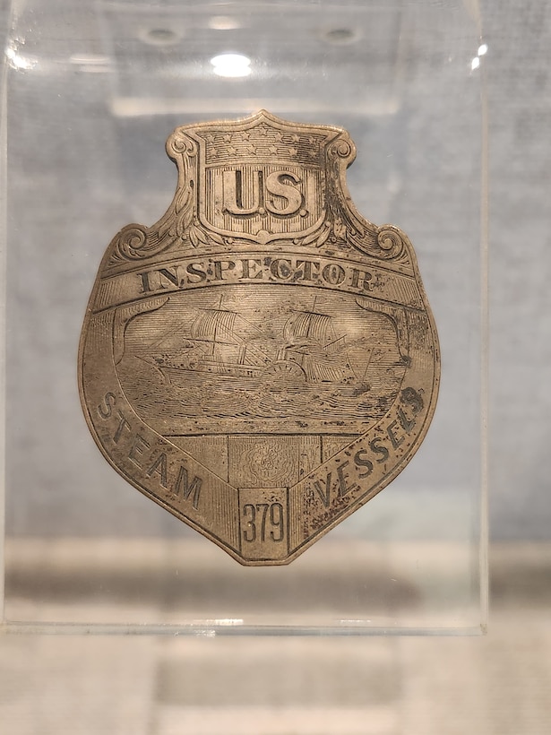 U.S. Steamboat Inspection Service ID Badge for an Inspector -- from the collection held at the U.S. Coast Guard Museum at CG Academy.