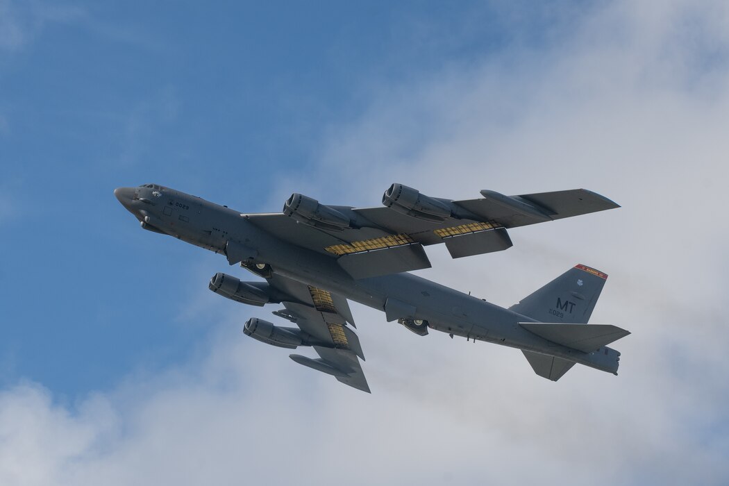 A B-52H Stratofortress takes off