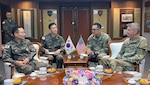 Army Gen. Daniel Hokanson, chief, National Guard Bureau, right, visits  the Republic of South Korea to assess potential National Guard contributions at a time of deepening U.S. and ROK defense and security ties May 16, 2023. This image was acquired using a cellular device.