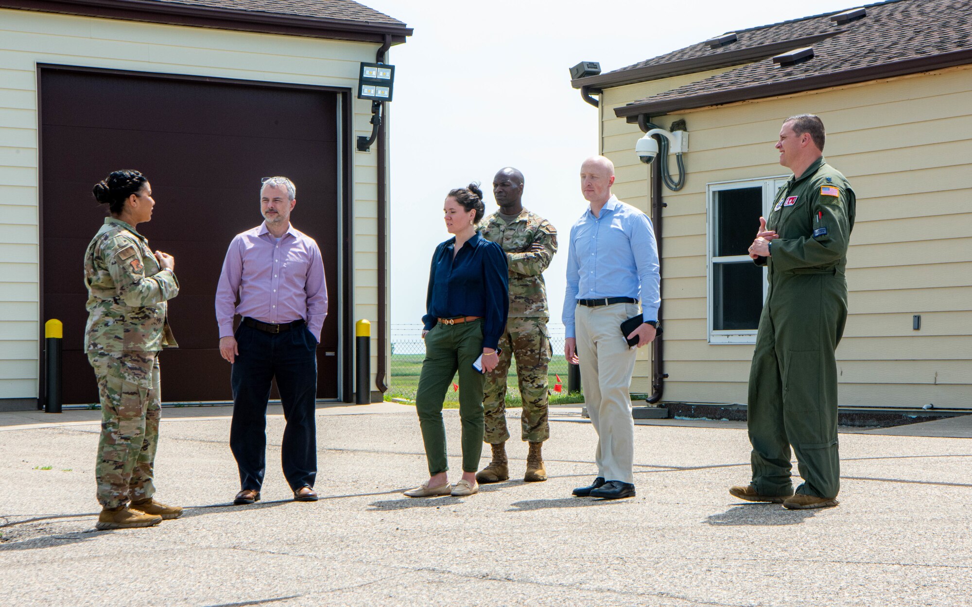 U.S. Air Force Staff Sgt. Andrea Butler, 91st Missile Wing missile alert facility (MAF) manager, gives North Dakota state staff delegates a tour of a MAF in North Dakota, June 26, 2023. The staff delegates were briefed on the many systems that allow the MAF to operate 24/7. (U.S. Air Force photo by Airman 1st Class Alexander Nottingham)