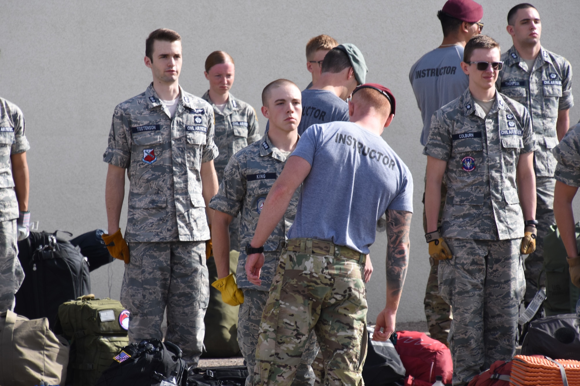 Men going through training