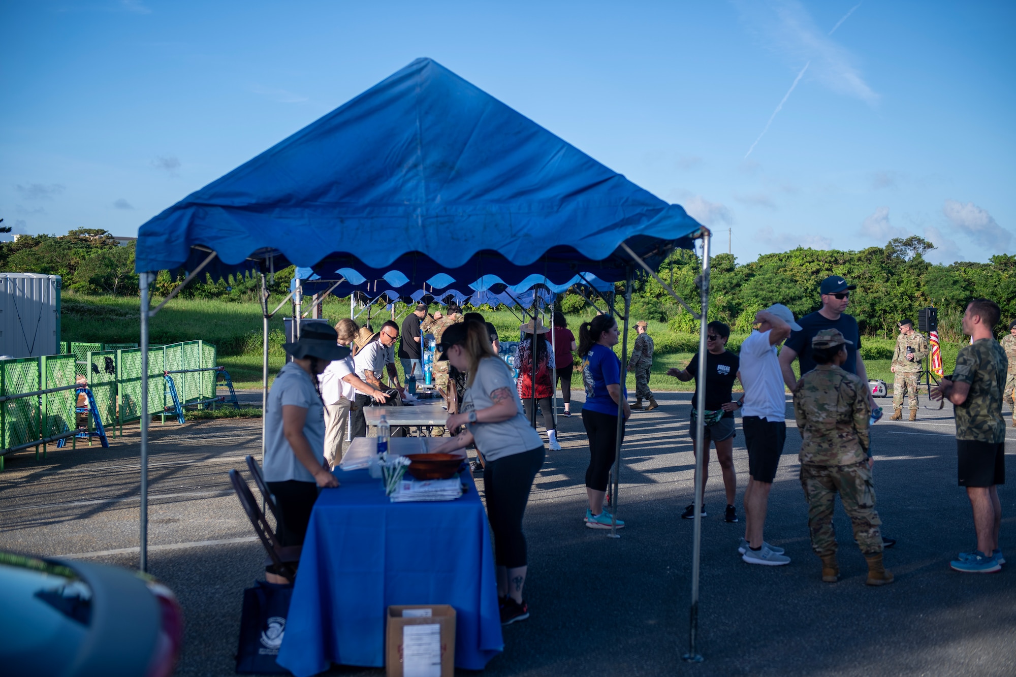 U.S. Air Force members participate in the unity walk held at Kadena Air Base.