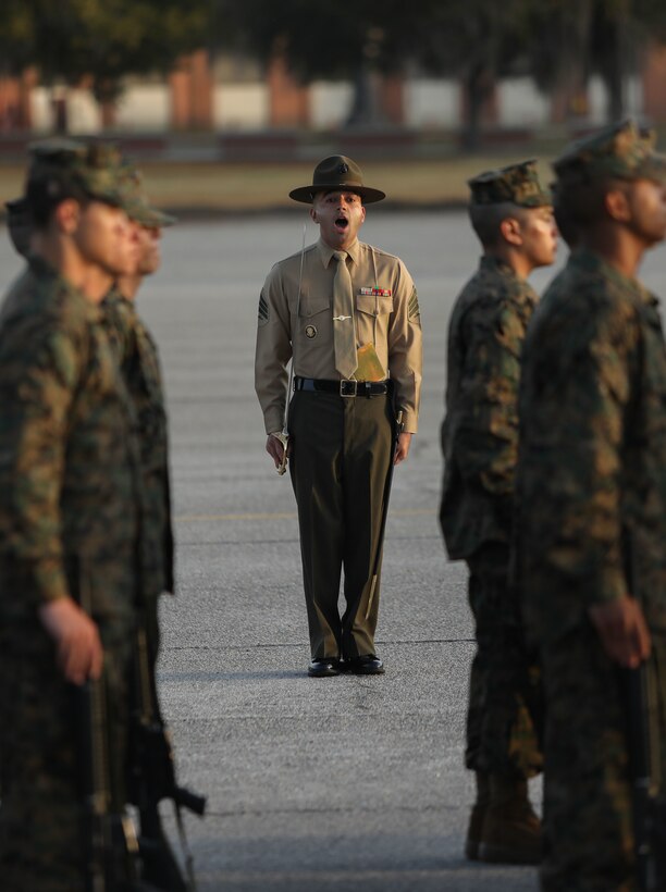 Recruits from Hotel Company, 2nd Recruit Training Battalion, participate in the initial drill inspection on Marine Corps Recruit Depot Parris Island, S.C., Feb. 20, 2023.

Initial Drill is the first marker of the recruits' discipline and unit cohesion. (U.S. Marine Corps photo by Lance Cpl. Brenna Ritchie)
