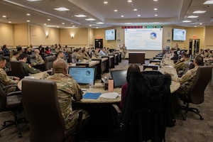 Military members and civilians attend the Quality of Life Forum at Joint Base Andrews