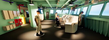 U.S. Navy rendering of the starboard side of the Primary Bridge Console on the FFG 62 model.