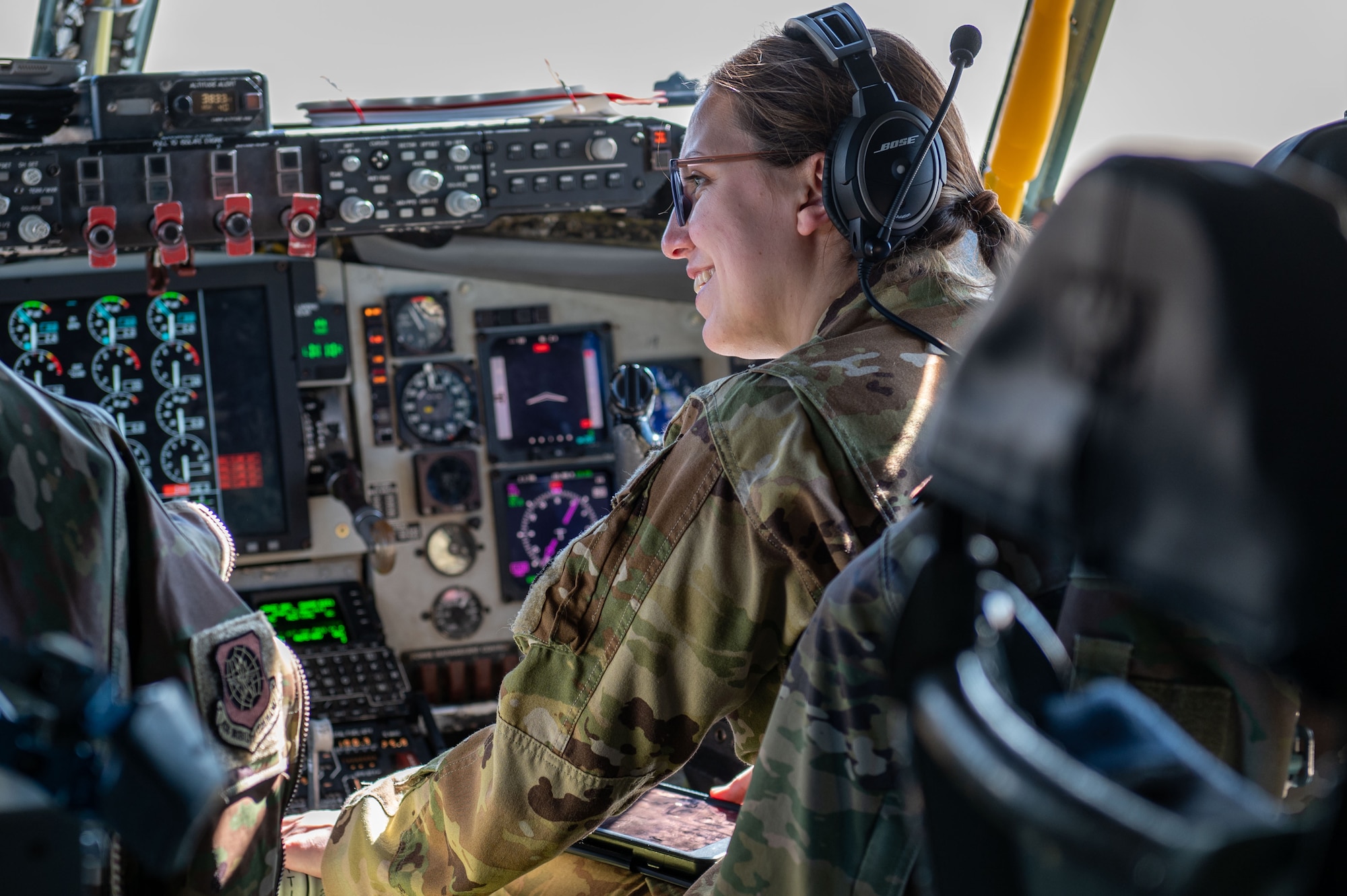 U.S. Air Force Capt. Jordan Butler, 93rd ARS pilot, prepares for take-off during an endurance exercise on a KC-135 Stratotanker at Roswell, New Mexico, Feb. 17, 2023. The exercise emphasized aircrew endurance, dynamic air refueling concepts, testing of a variety of the KC-135 mission sets, and included an advanced 72-hour endurance event. (U.S. Air Force photo by Airman 1st Class Haiden Morris)