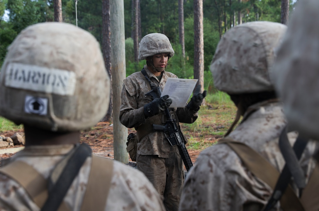 Pvt. Liam Brooks, with Papa Company, 4th Recruit Training Battalion, tells his story of his life and how he has decided to better it for himself, on Marine Corps Recruit Depot Parris Island, S.C., Nov. 5, 2021. Brooks grew up homeless and turned to the Marine Corps for an oppurtunity for a better future. (U.S. Marine Corps photo by Cpl. Godfrey Ampong)