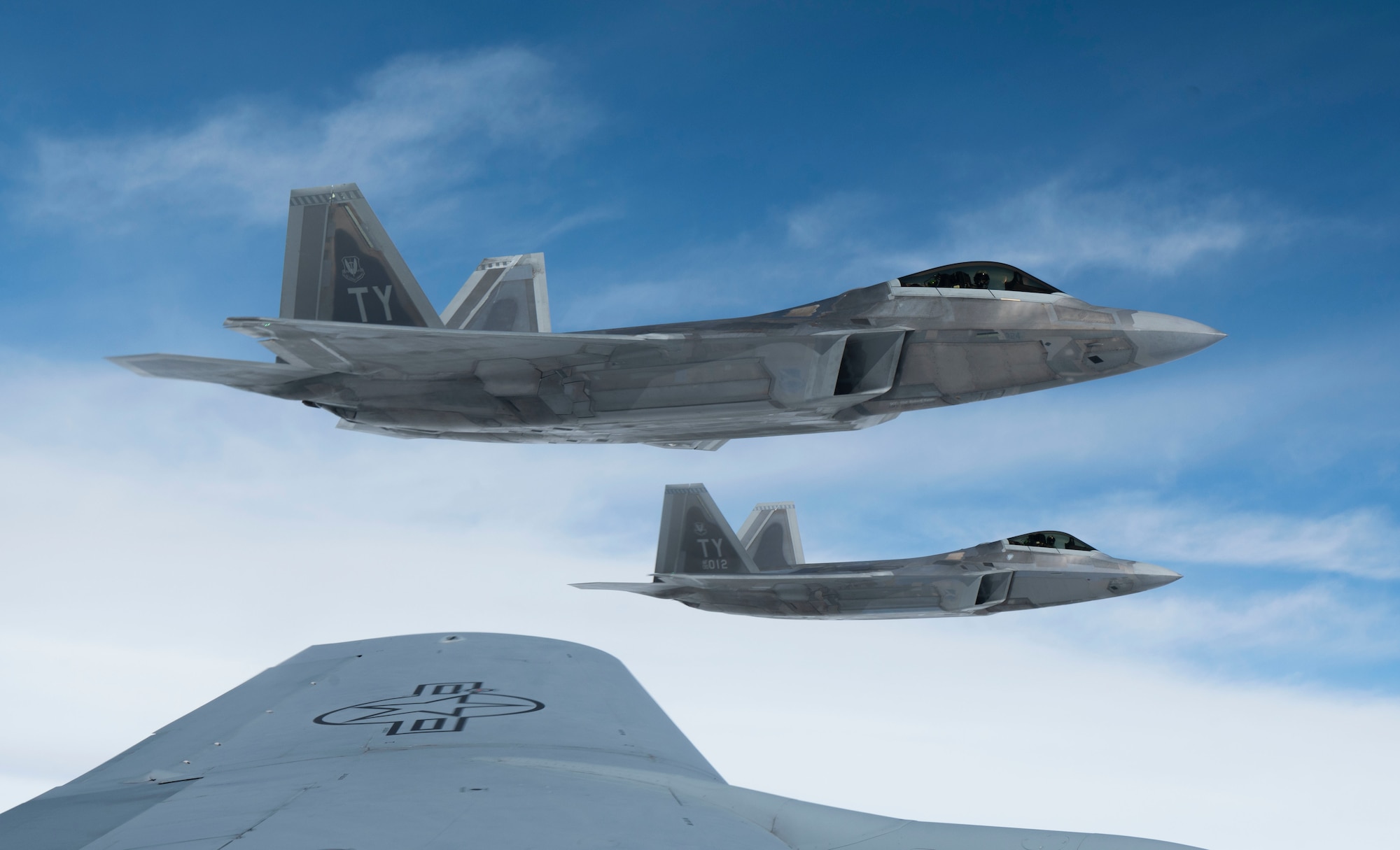 F-22 Raptors refueling over the Florida Panhandle