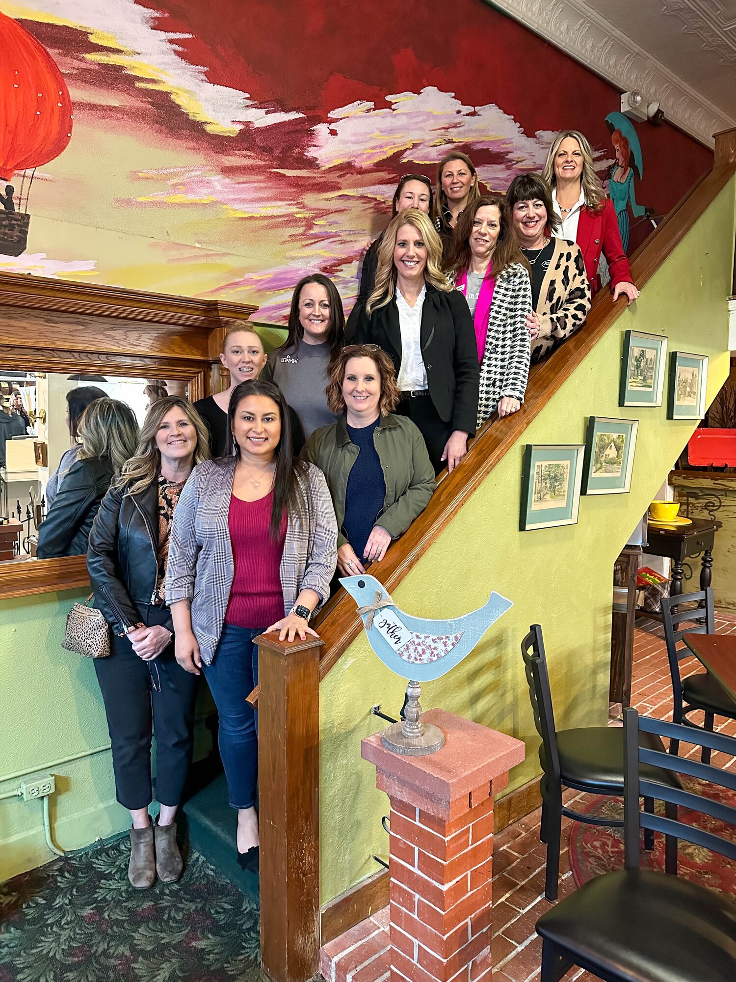 Cindy Lankford, wife of U.S. Sen. James Lankford of Oklahoma, poses for a photo with the 97th Air Mobility Wing key spouses at Altus, Oklahoma, Feb. 23, 2023. Lankford had the opportunity to tour the spouse coworking space and Airmen Resilience Center during her visit to Altus Air Force Base. (courtesy photo)