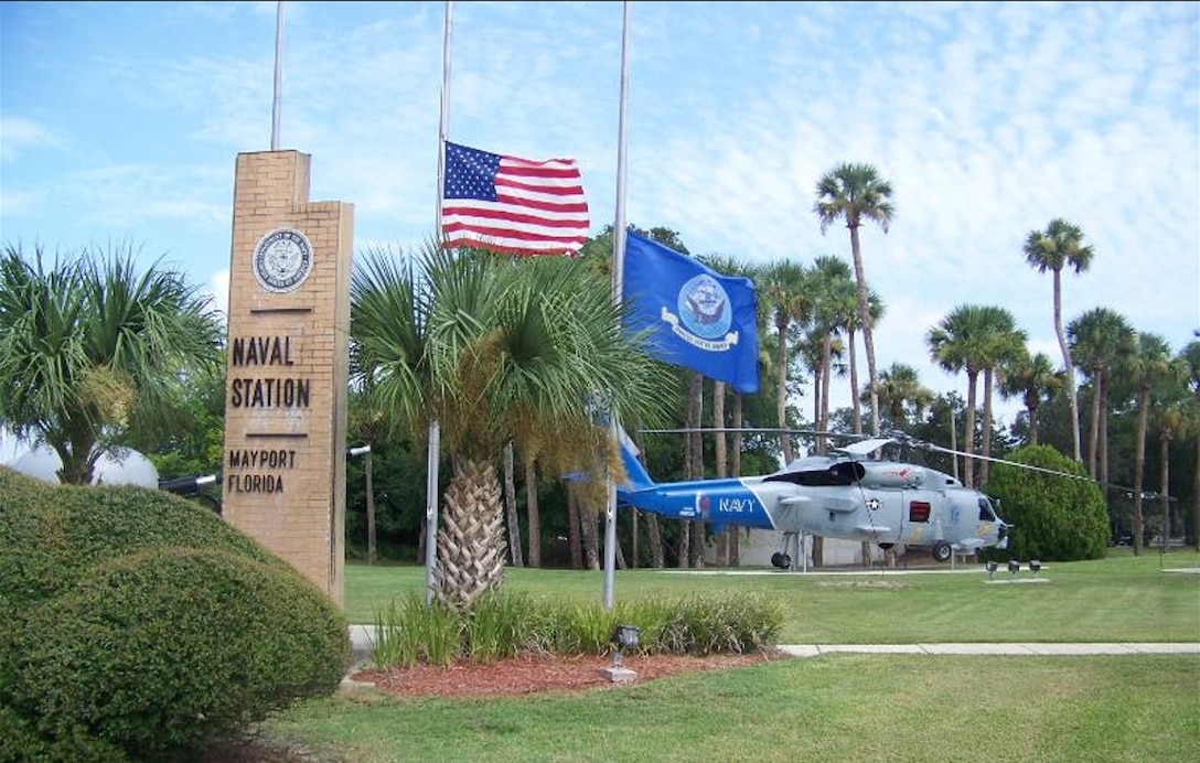the grounds at the entrance to Naval Station Mayport