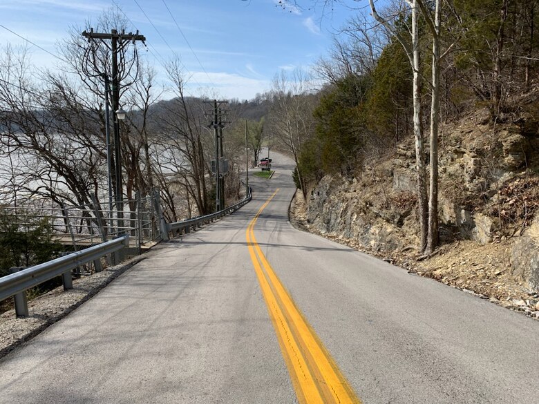 The U.S. Army Corps of Engineers Nashville District is set to replace the existing water distribution system, service lines, and supply lines at Waitsboro Recreation Area in Somerset, Kentucky. This is Waitsboro Road headed down hill into the recreation area. (USACE Photo by Codey Hensley)