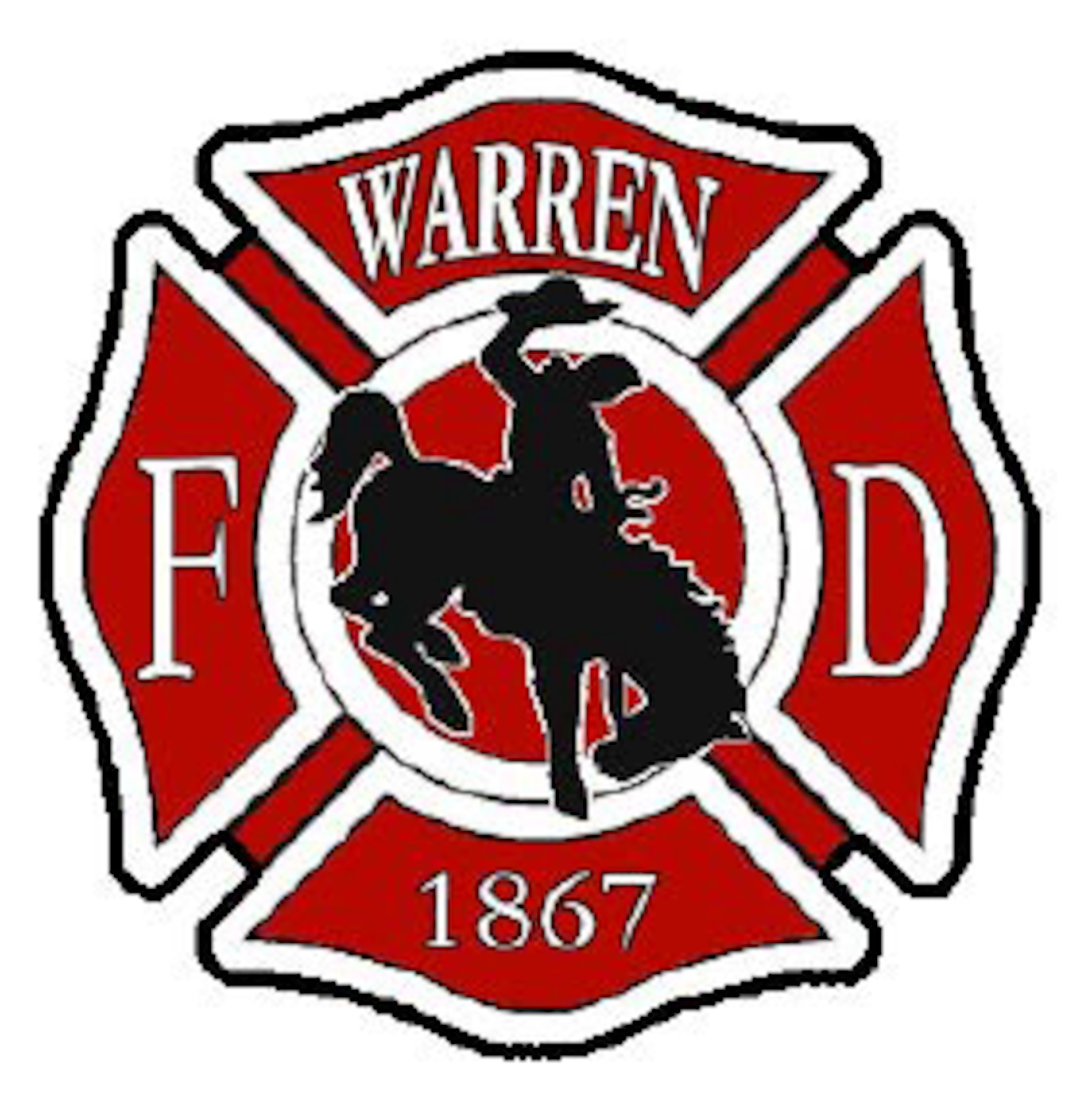 Maltese Cross with Wyoming bucking horse and rider, marked with Warren FD 1867