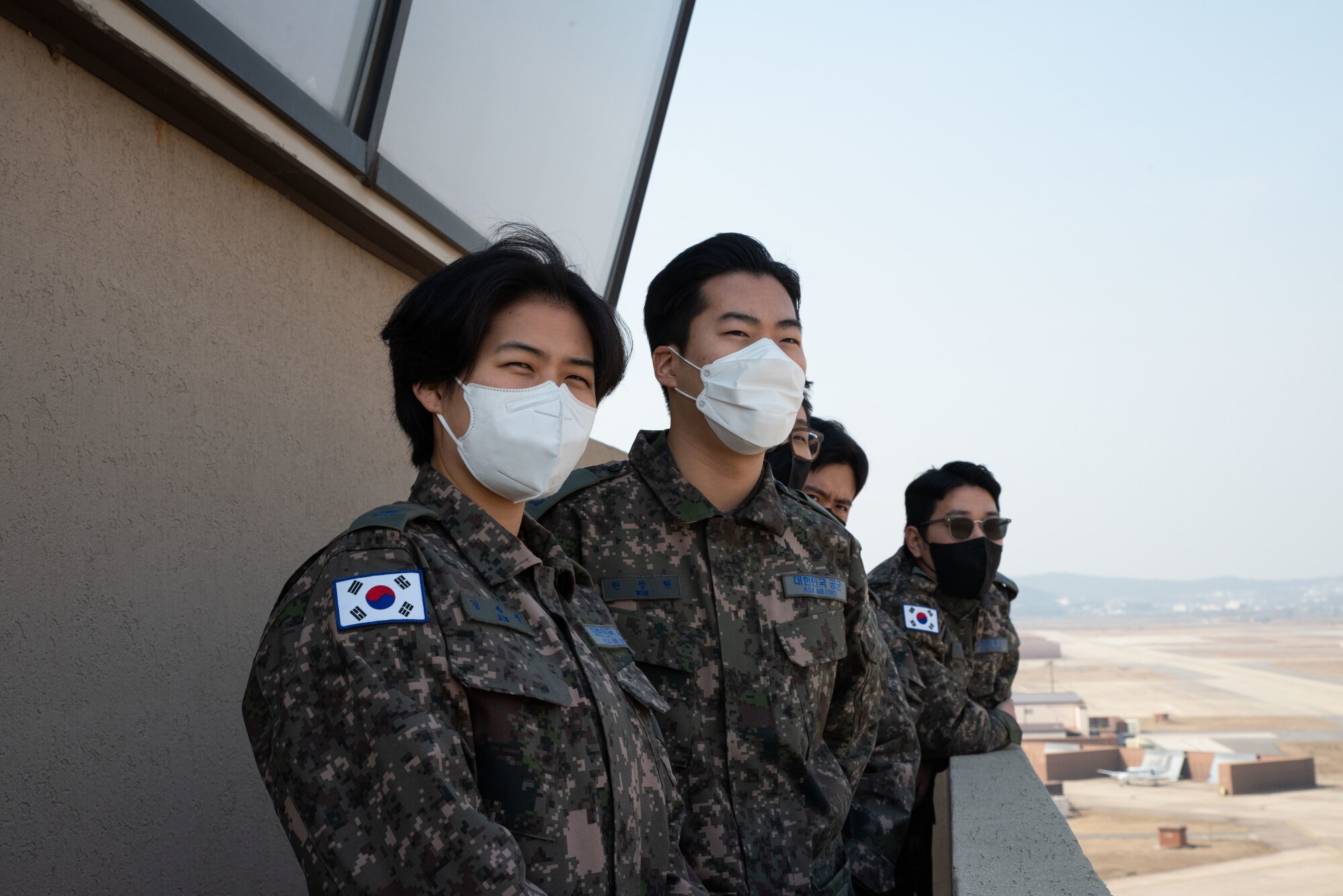 Republic of Korea Air Force interpretation officers in training observe the take-off of a U-2S Dragon Lady from the Air Traffic Control tower during an immersion tour at Osan Air Base, ROK, Feb. 23, 2023.