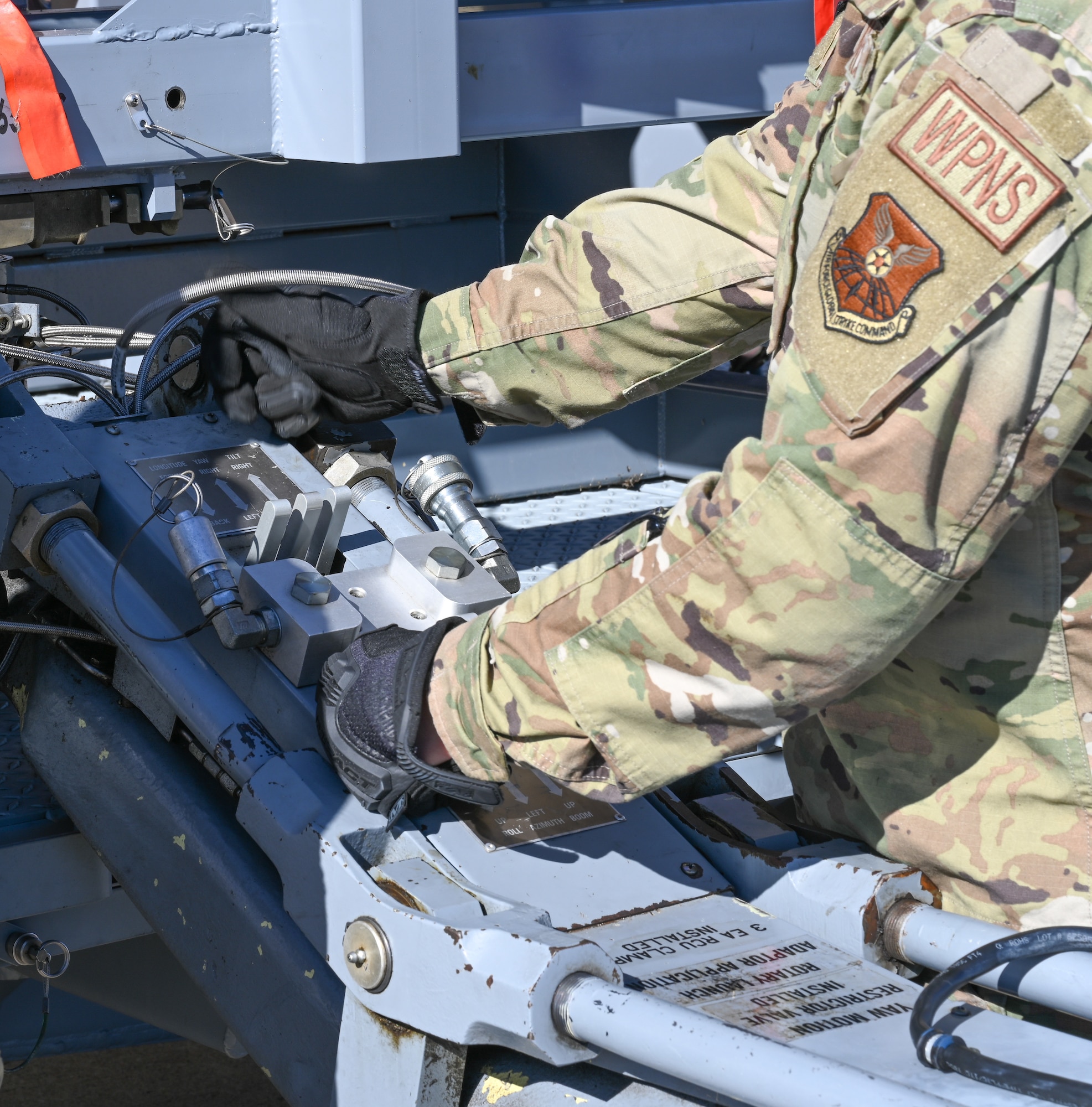 Airmen assigned to the 509th Aircraft Maintenance Squadron perform training on the new launcher load system (LLS) at Whiteman Air Force Base, Missouri, Feb. 2, 2023. This new system saves the air force money and resources.(U.S. Air Force photo by Airman 1st Class Hailey Farrell)