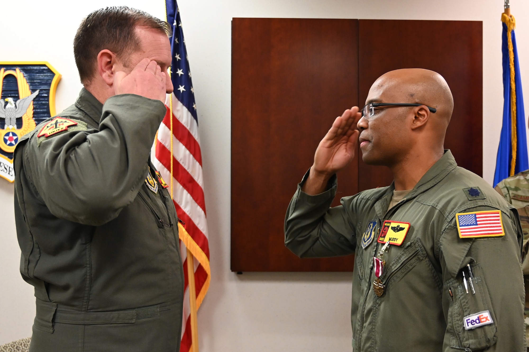 two men saluting each other