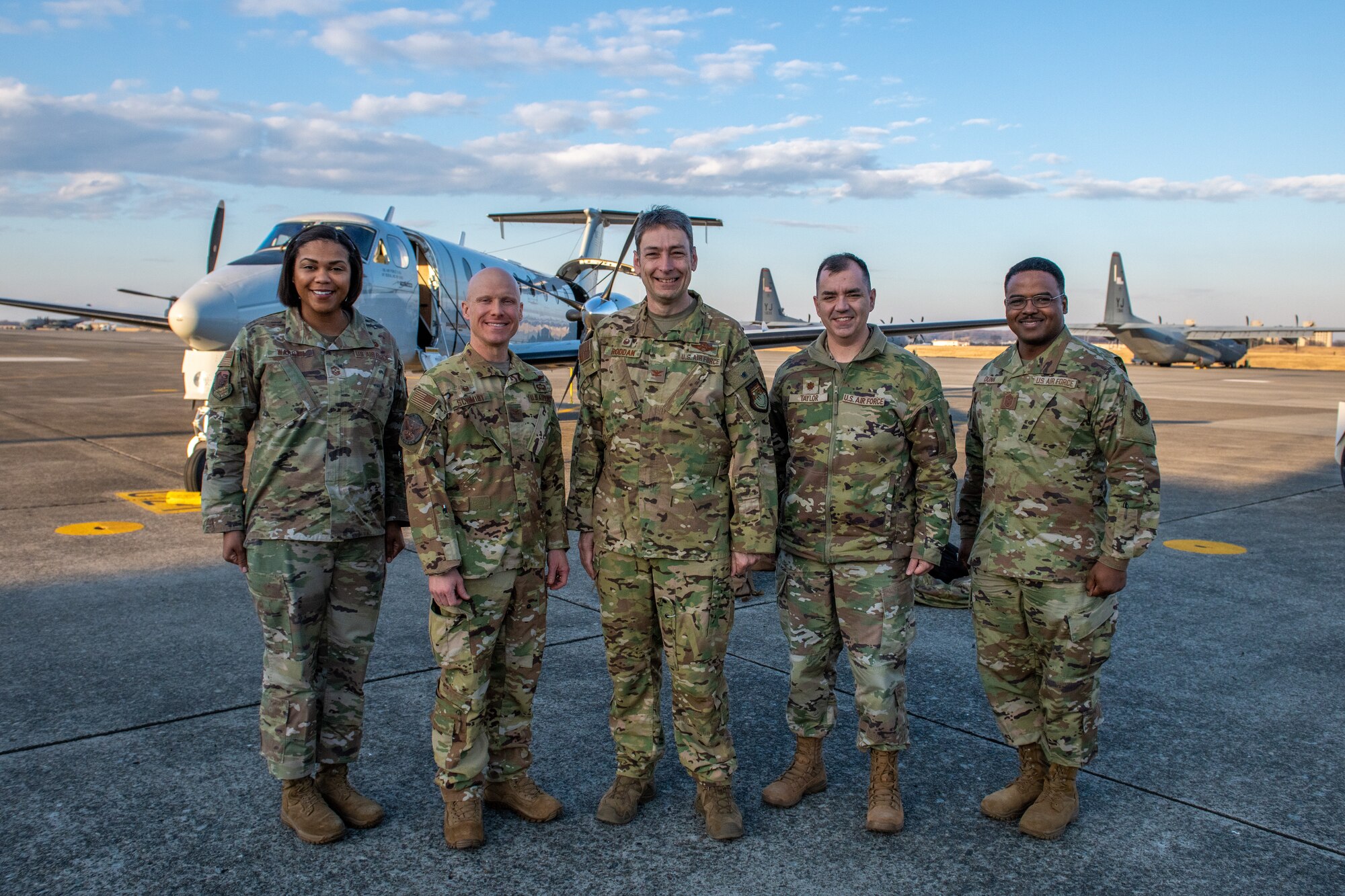 U.S. Air Force Airmen pose for a group photo