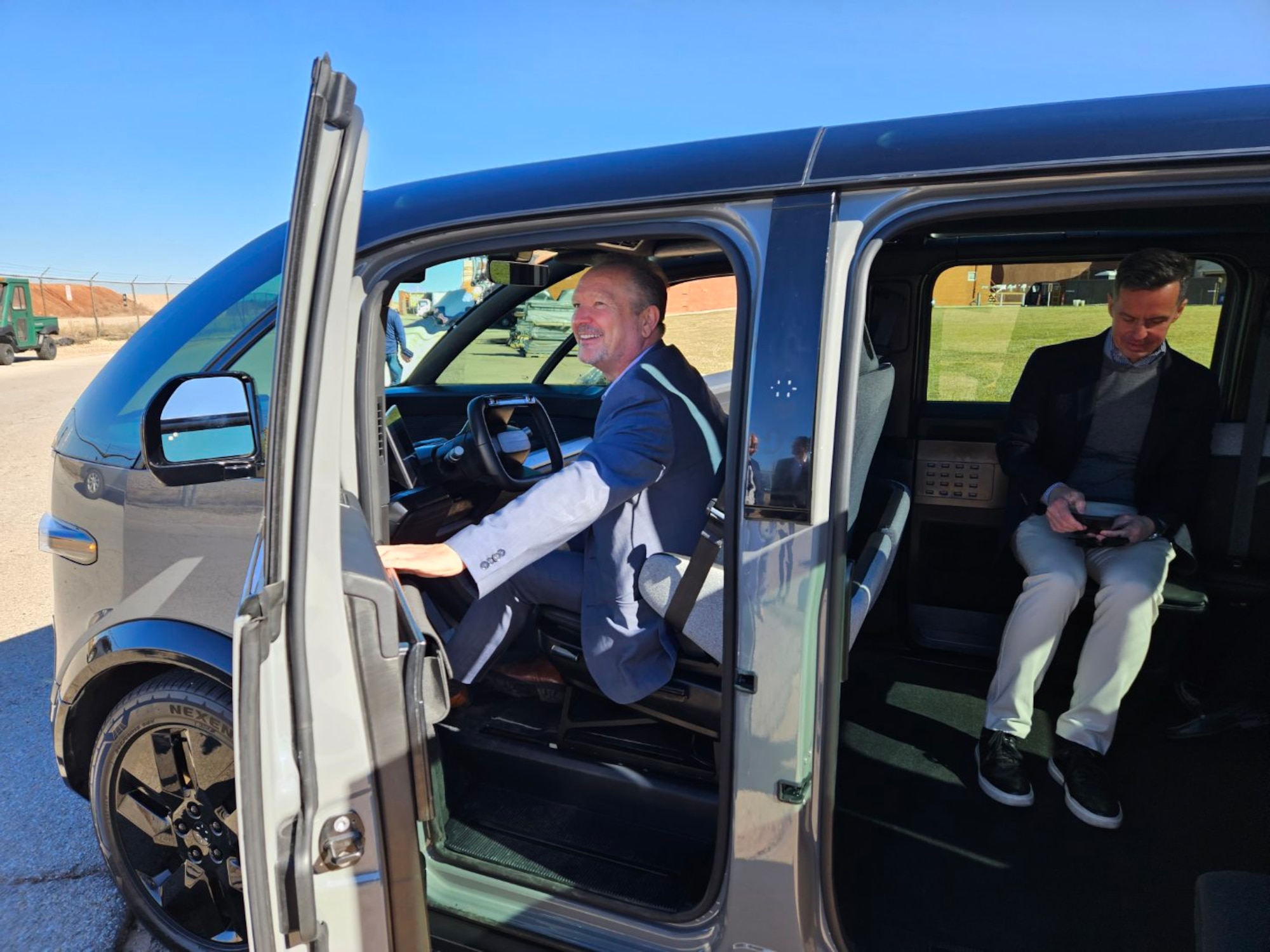 The AFSC Small Business Office coordinated an electrical vehicle technology demonstration on February 28 with a local-area zero emissions vehicle manufacturer and AFSC leaders and partners which included Tinker AFB vehicle control officers for the maintenance groups and Mr. Jeffrey Sick, AFSC director of Logistics. The goal was to give real-world feedback to the company on their product and to see the types of technology being developed.