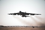 A B-52H Stratofortress aircraft takes flight for a Bomber Task Force mission at Morón Air Base, Spain on Mar. 1, 2023. These BTF missions are representative of the U.S. extended deterrent commitment to our Allies and Partners and enhance regional security. (U.S. Air Force photo by 1st Lieutenant Christopher Thibeaux-Moore)