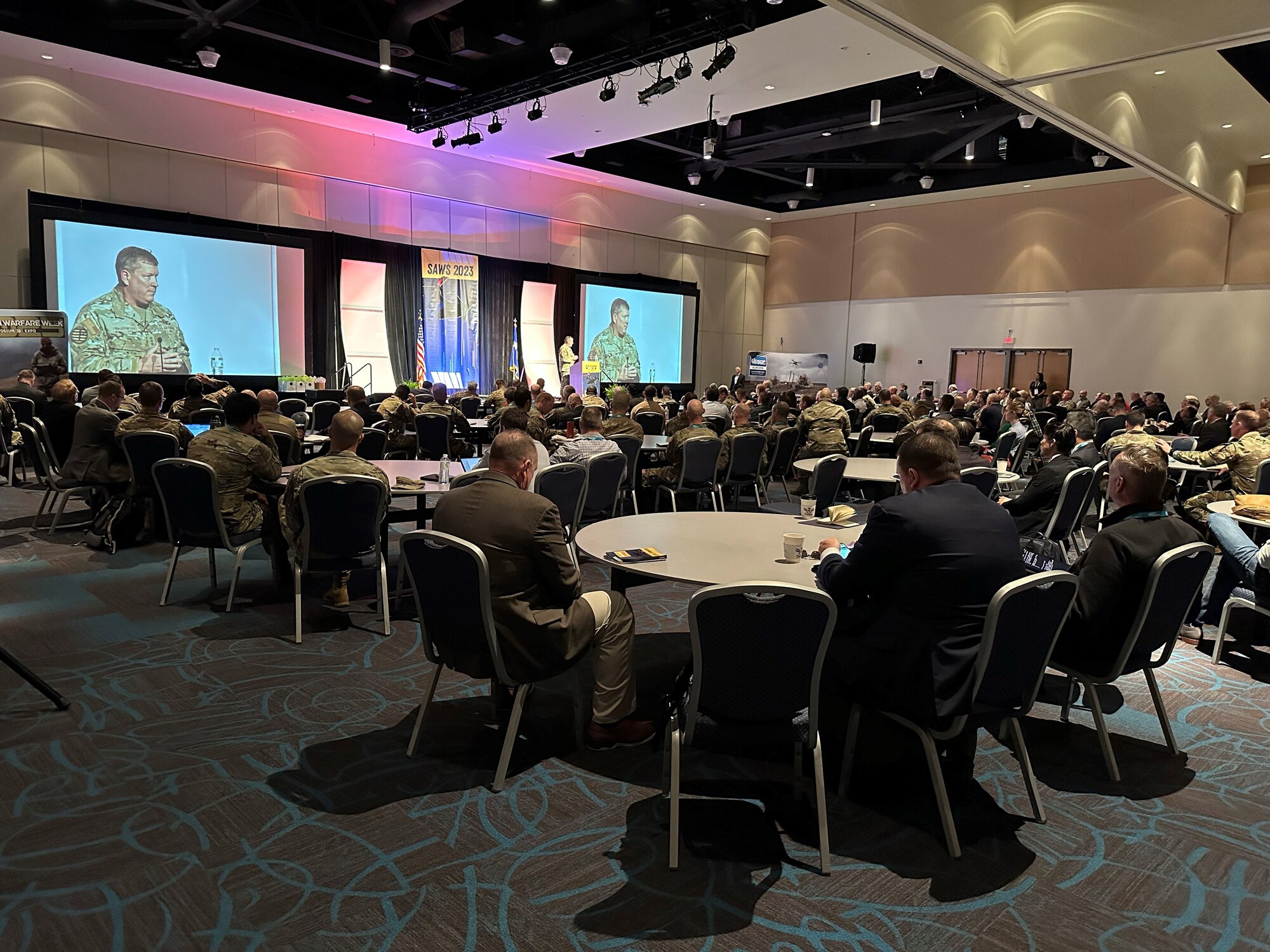 Lt. Gen. Tony Bauernfeind speaks to attendees at the annual Special Air Warfare Symposium and Expo in Ft. Walton Beach, Florida,