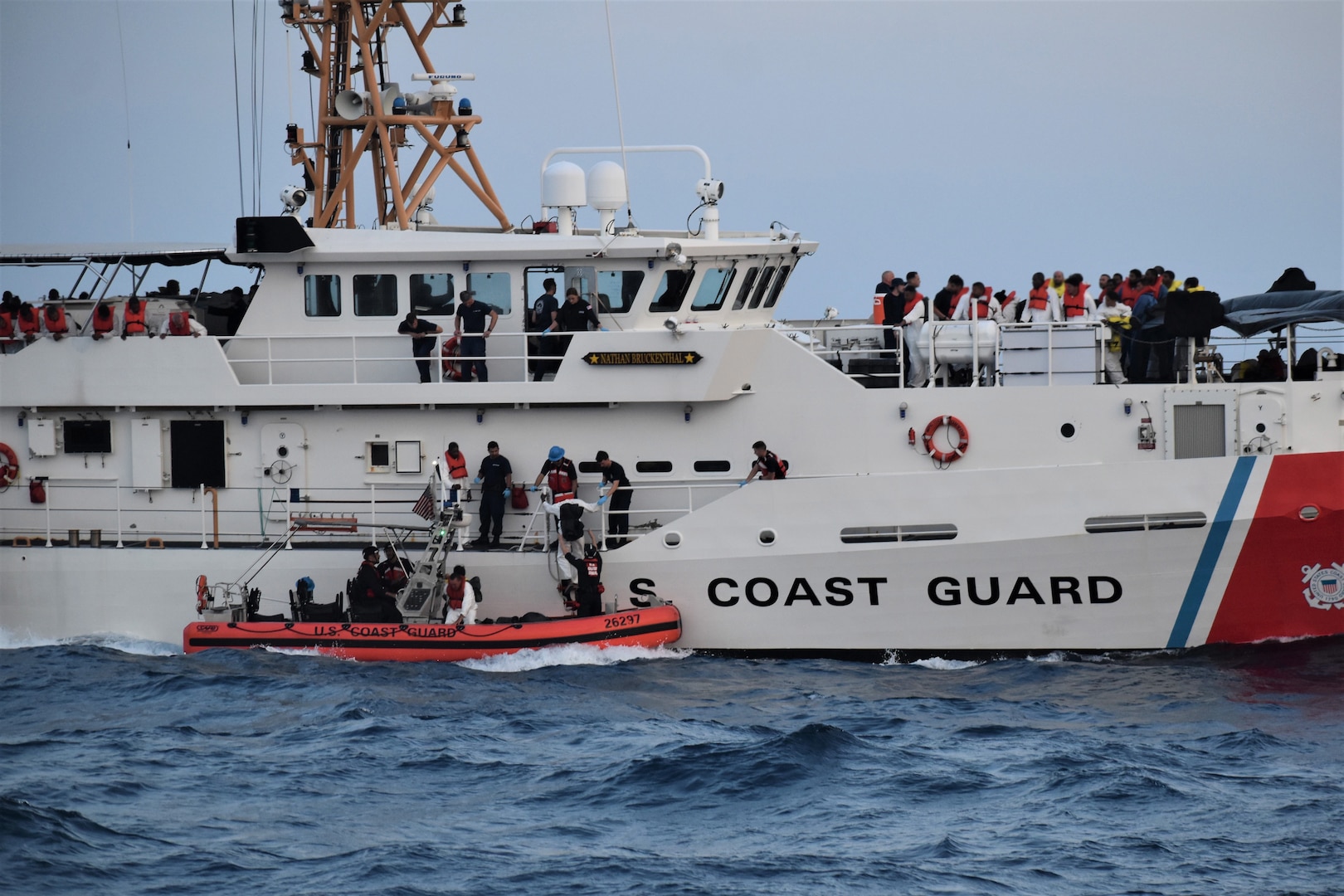 ​A good Samaritan alerted Coast Guard District Eight watchstanders of a migrant vessel, about 160 miles south of Venice, Louisiana, March 1, 2023. The people were repatriated to Cuba on March 5, 2023. (U.S. Coast Guard photo by Cutter Resolute's crew)