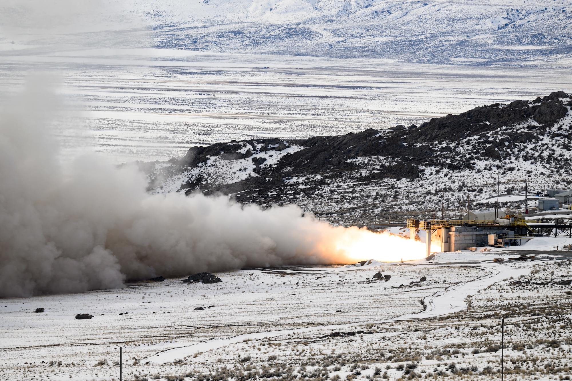 Static fire test for ICBM solid rocket motor