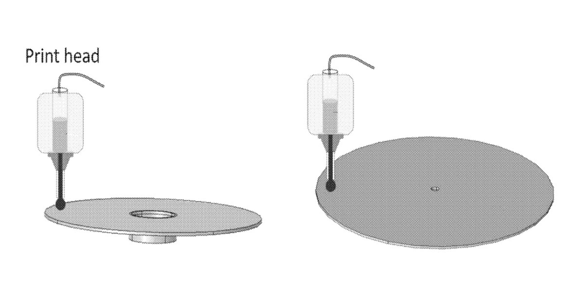 Illustrates the application of a conductive ink on a radiating support structure and ground support structure for an antenna.