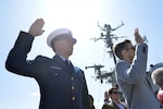 Coast Guard Seaman Joseph Dodd raises his right hand Monday, July 3, 2017, during a naturalization ceremony aboard the USS Hornet in Alameda, Calif. Dodd, a native of the United Kingdom, is an active duty member of the U.S. Coast Guard and became a U.S. citizen during the ceremony. U.S. Coast Guard photograph by Senior Chief Petty Officer NyxoLyno Cangemi