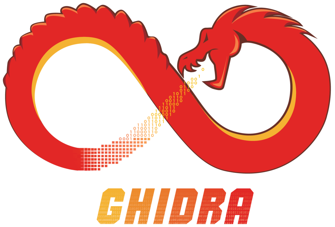 A red dragon in an infinity shape with the word "Ghidra" underneath