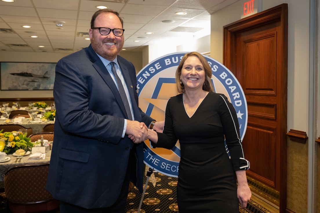 Deputy Secretary of Defense, Kathleen Hicks with Board Member, Matthew Daniel