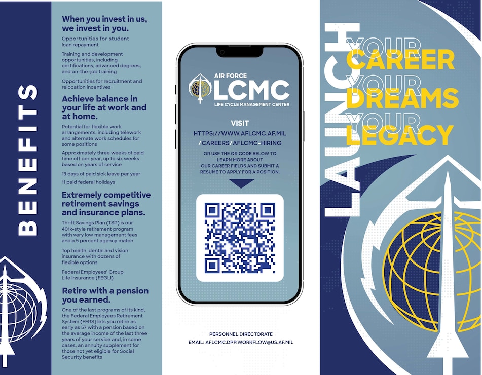 Brochure to celebrating hiring at AFLCMC. (USAF graphic by David Clingerman).