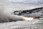 Static fire test for ICBM solid rocket motor