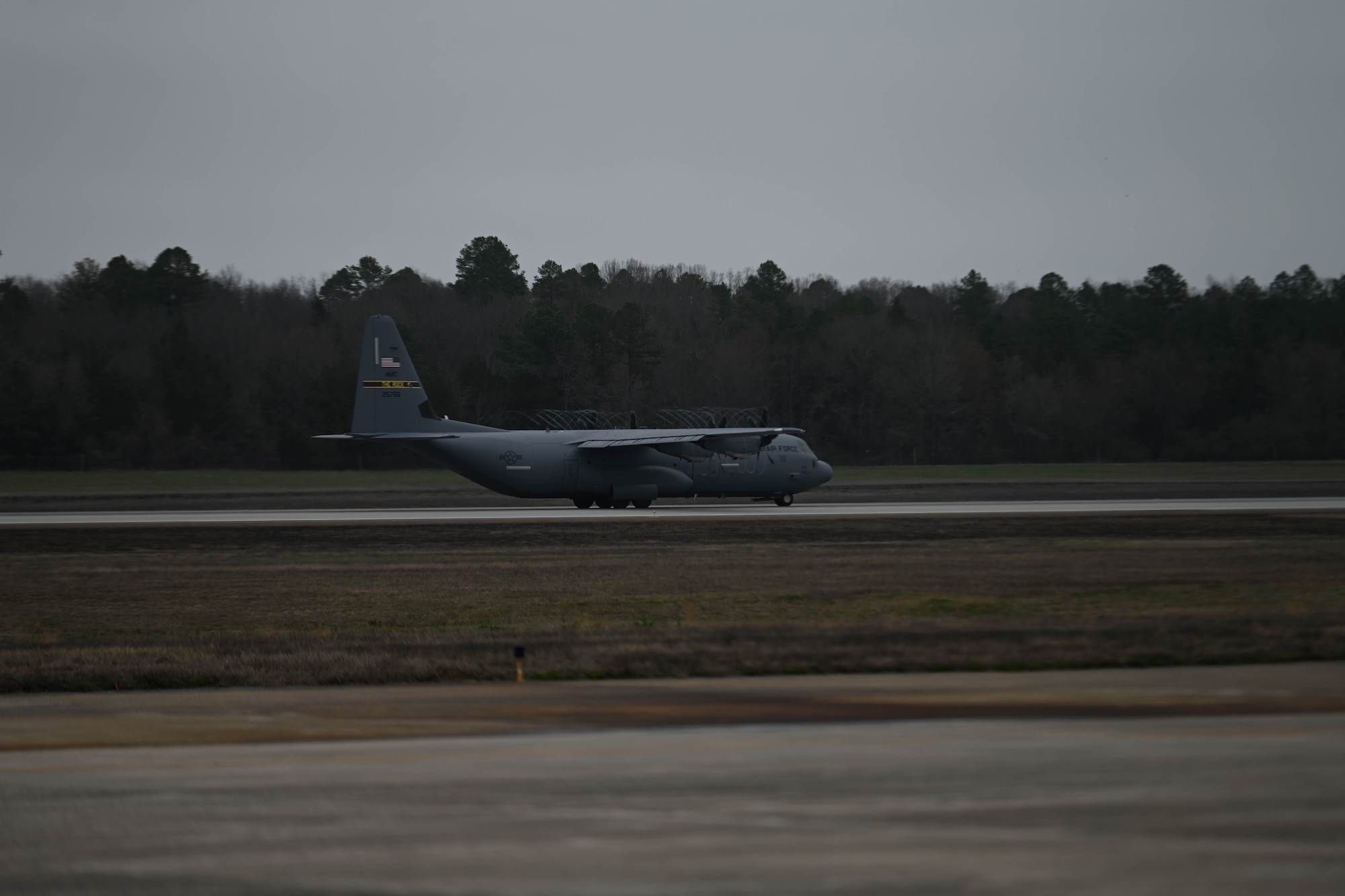 C-130 J Super Hercules takes off.