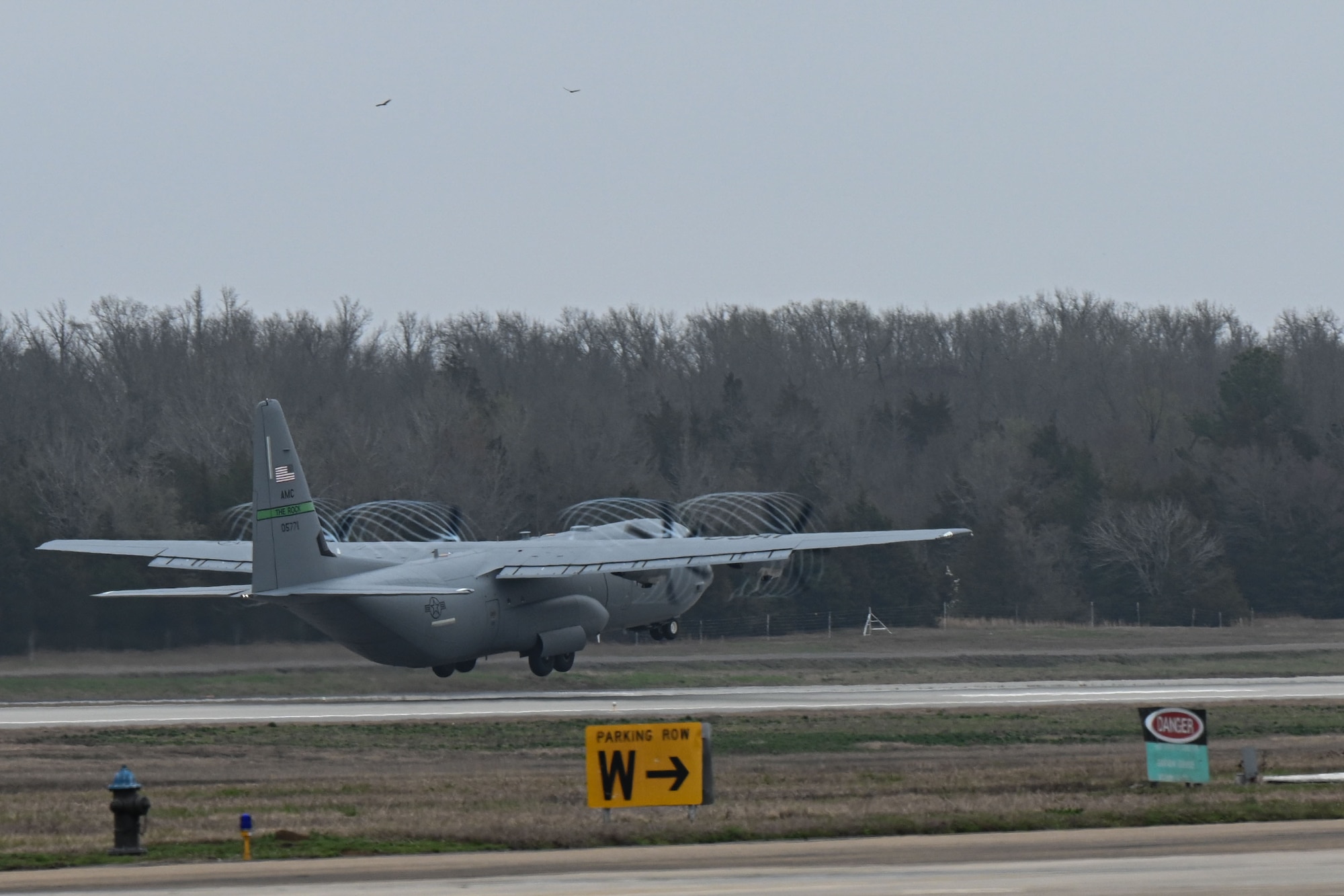 C-130 J Super Hercules takes off.