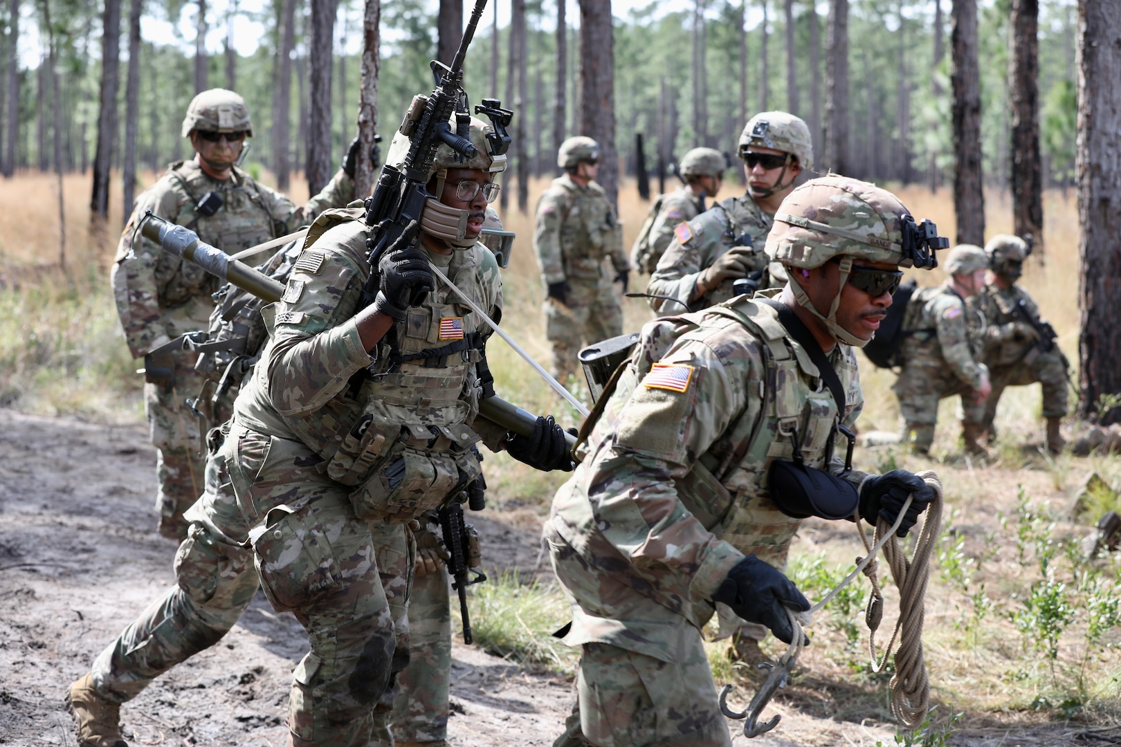 Soldiers from the Georgia Army National Guard's 1st Battalion, 121st Infantry Regiment, and 177th Brigade Engineer Battalion conduct a combined arms live-fire exercise in Fort Stewart, Ga., March 4, 2023. The exercise validated six infantry platoons and allowed the battalion to test its warfighting functions.