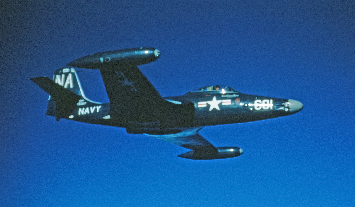 An F2H-2N of Composite Squadron (VC) 4 during a Mediterranean deployment in the early 1950s. This model of the Banshee saw limited service before the introduction of the more capable F4D Skyray and F3H Demon.