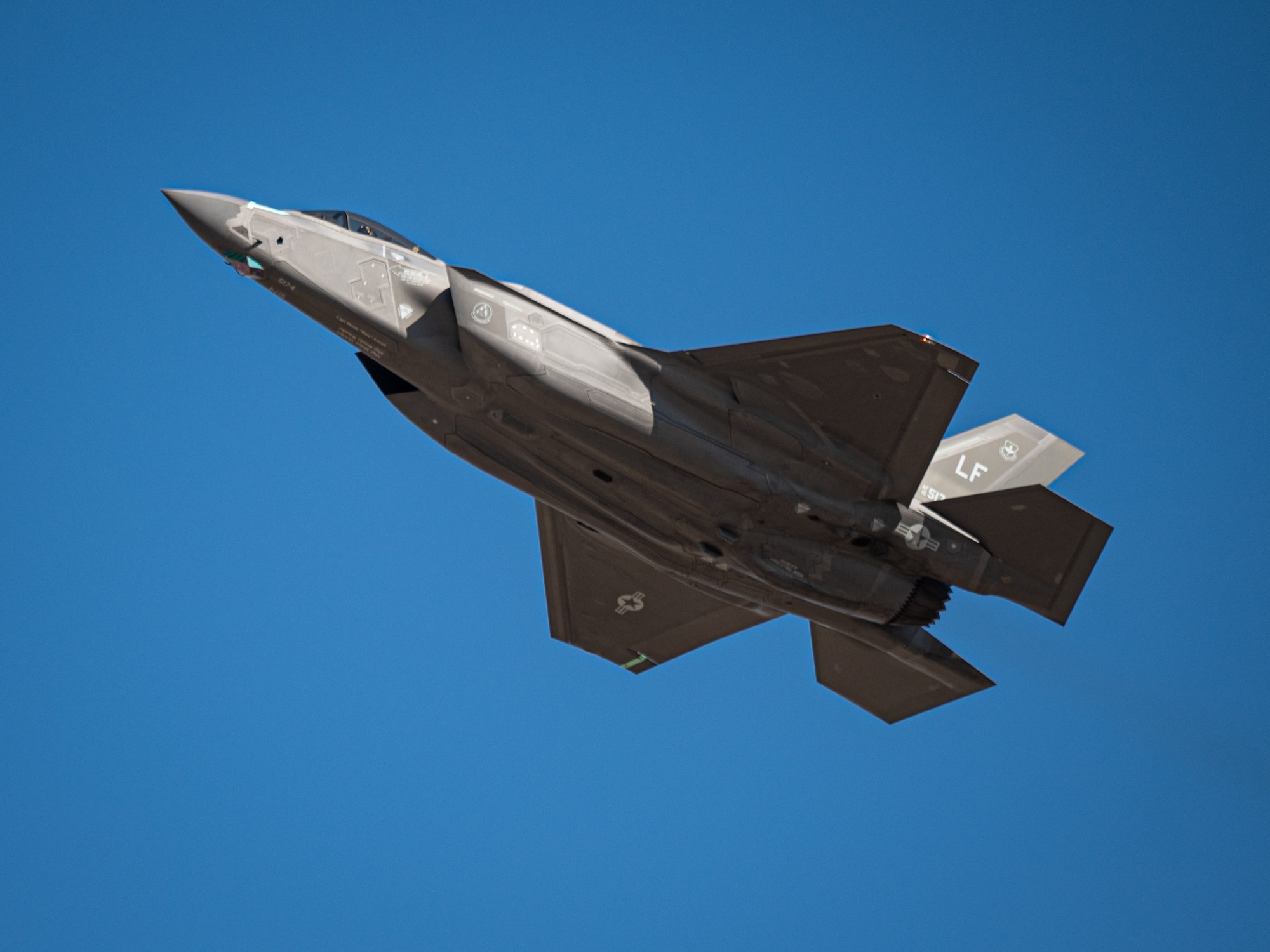 An F-35 Lightning II soars over Luke Air Force Base, Arizona, Mar. 3, 2023.