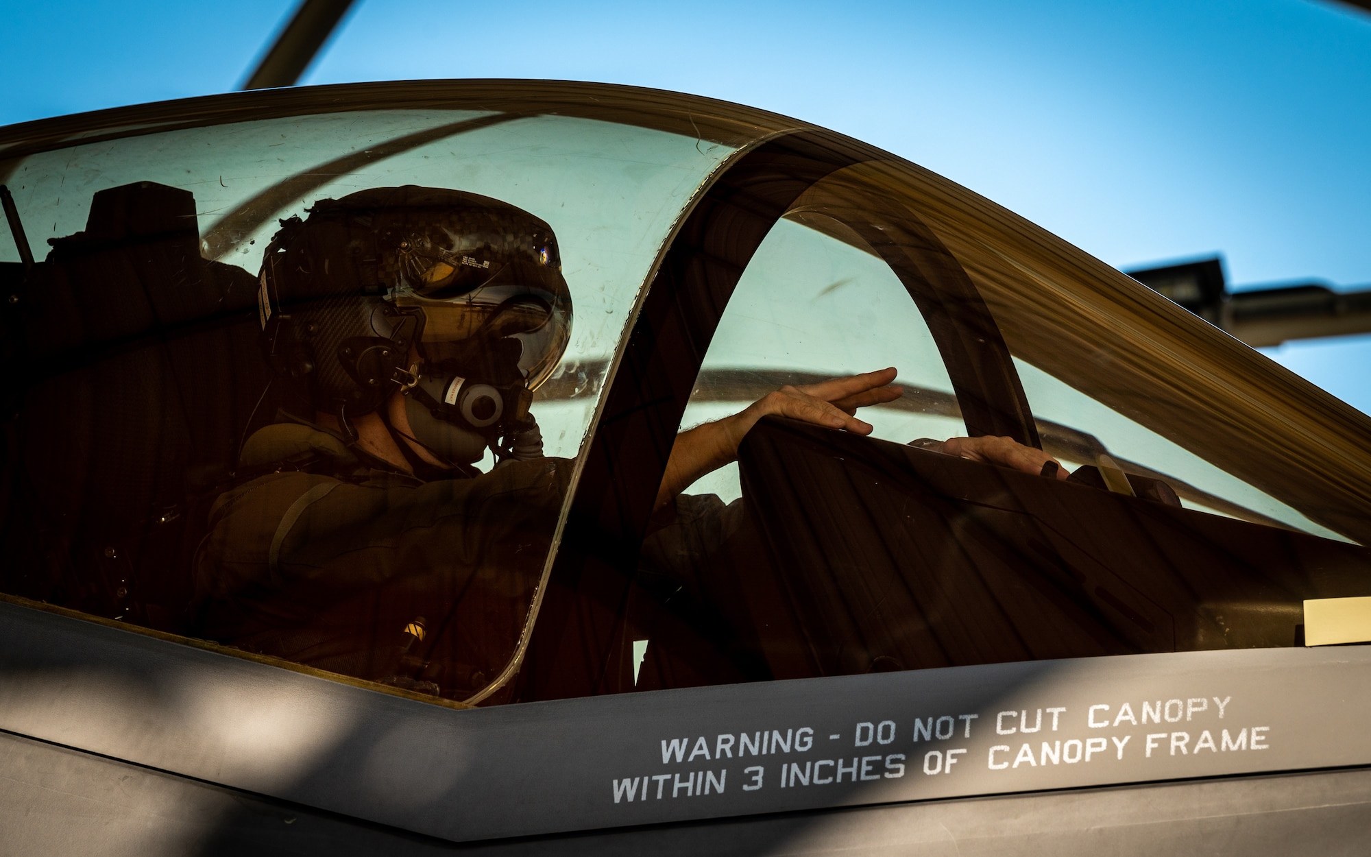 U.S. Air Force Lt. Col. Jeremy Hedges, 944th Fighter Wing F-35 Lightning II instructor pilot, prepares for takeoff Mar. 3, 2023, at Luke Air Force Base, Arizona.