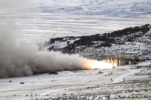 Static fire test for ICBM solid rocket motor