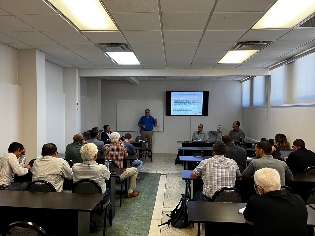 Attendees listen to lectures at Colegio de Ingenieros y Agrimensores de Puerto Rico for Industy Day.  More than 50 local, national, and international construction companies benefited from the U.S. Army Corps of Engineers (USACE), Jacksonville District, Industry Day held on March 1, 2023, the event focused on discussing Río Puerto Nuevo Flood Control Project, Supplemental Contract 3 and provided updates for the Supplemental Puerto Rico Civil Work Construction projects. (USACE photo by Jennifer Garcia)